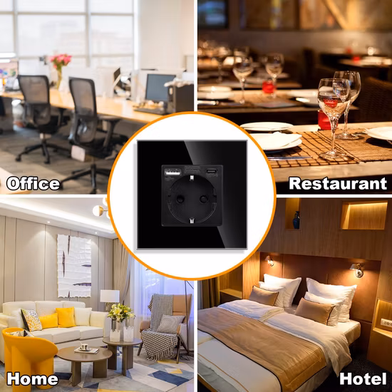 Tomada inteligente da função da medida de Zigbee do soquete de parede do vidro de cristal de Klass