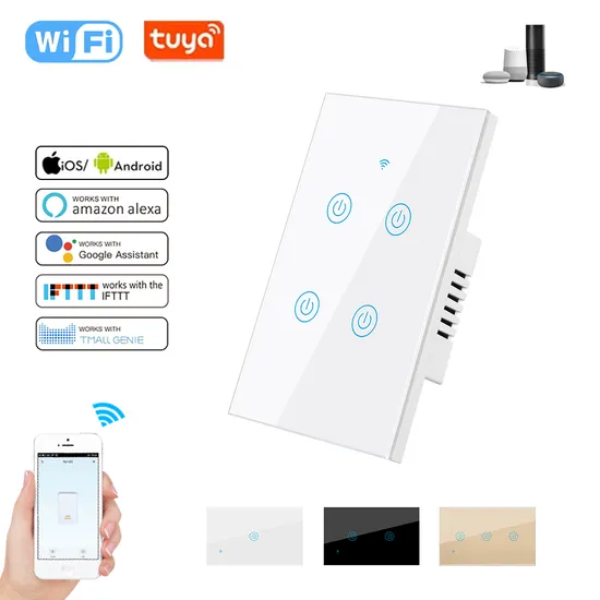 Tuya interruptor inteligente zigbee wifi interruptor de parede toque painel de vidro interruptor de luz